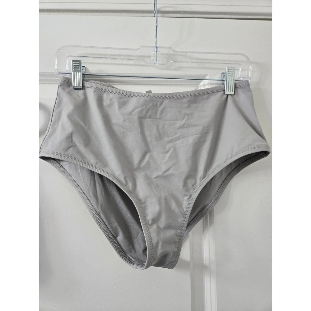 SKIMS Swim Grey Scoop Neck Bikini Top and High Waisted Bottoms Set Medium